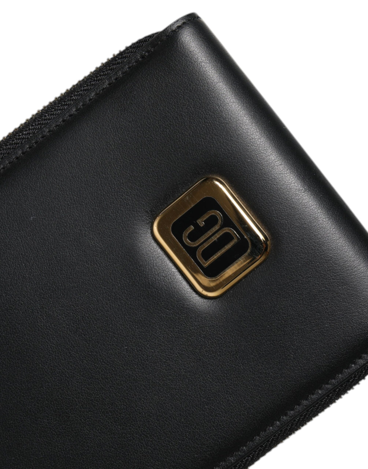 Dolce & Gabbana Black Leather Logo Plaque Neck Strap Card Coin Wallet - Eljoys Fashion 