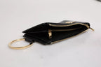 Dolce & Gabbana Black Leather Logo Plaque Neck Strap Card Coin Wallet - Eljoys Fashion 