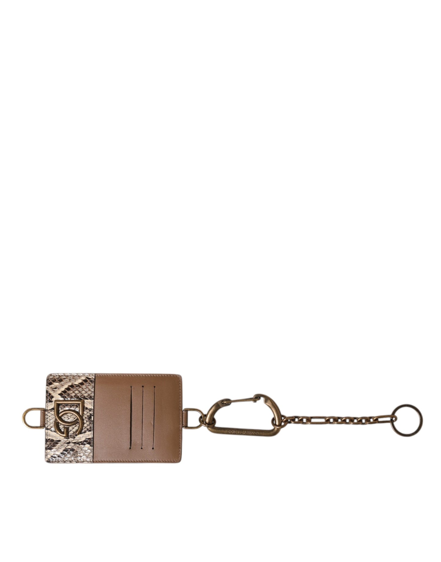 Dolce & Gabbana Brown Exotic Leather Card Holder DG Logo Plaque Wallet Dolce & Gabbana