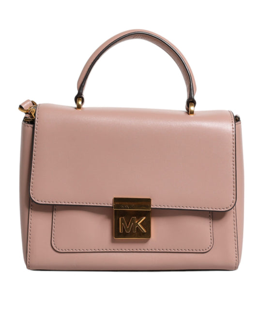 Michael Kors Pink Leather Logo Plaque Crossbody MINDY Satchel Bag Michael Kors