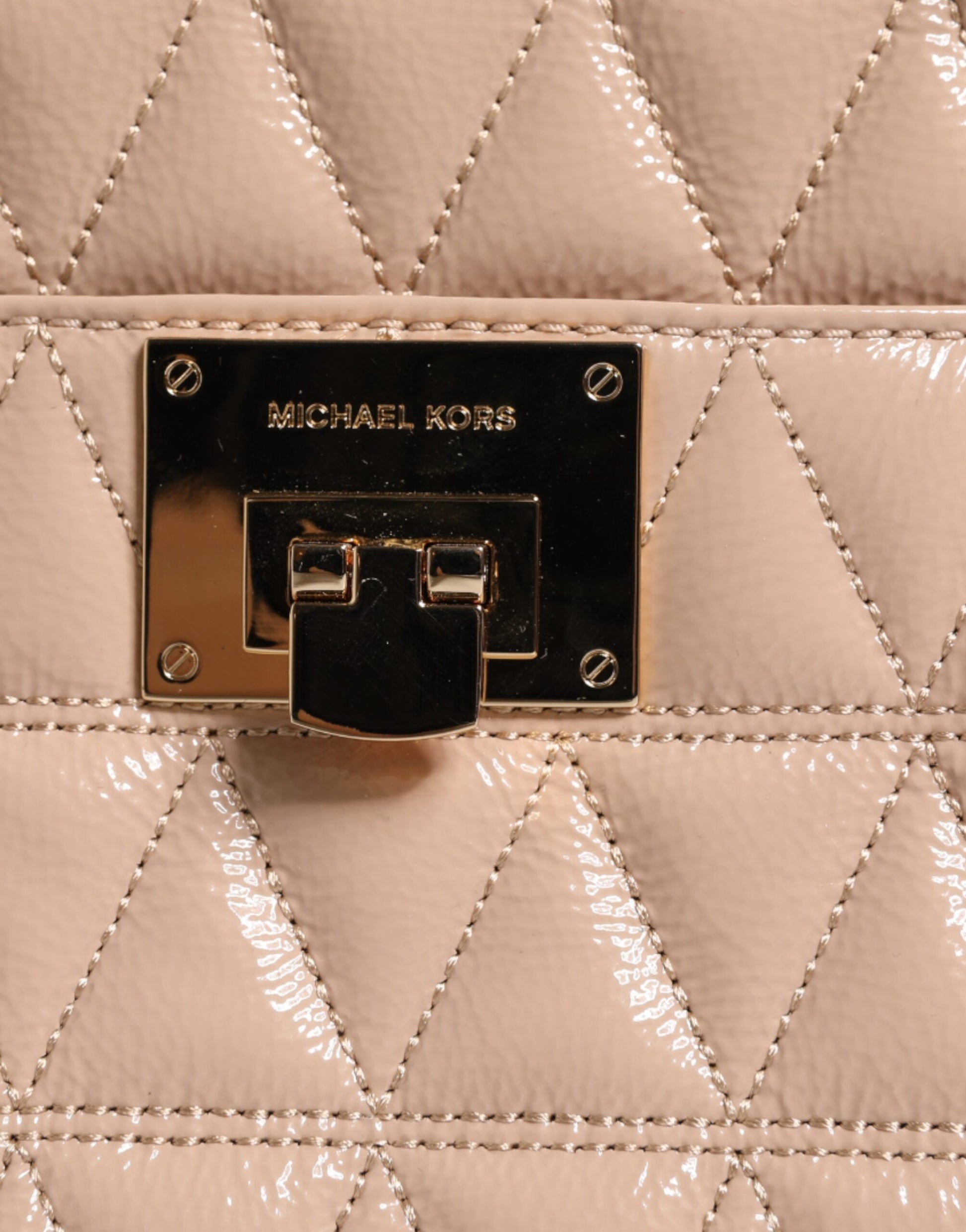 Michael Kors Peach Quilted Leather Logo Crossbody VIVIANNE Messenger Bag Michael Kors