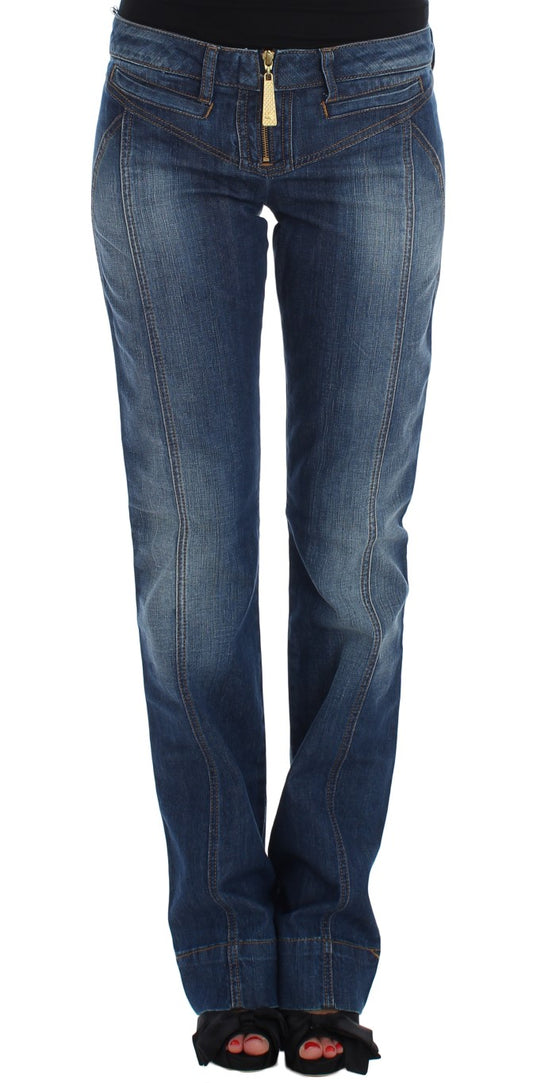 Cavalli Blue Wash Cotton Stretch Boot Cut Jeans Cavalli