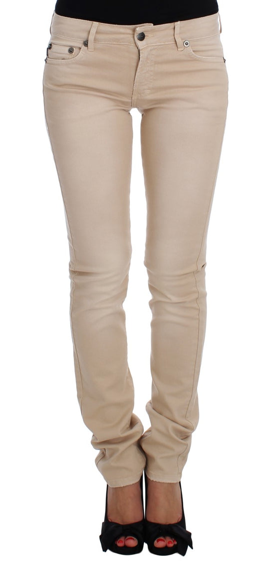 Cavalli Beige Wash Slim Fit Cotton Stretch Jeans Cavalli