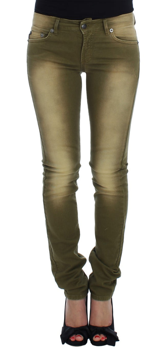 Cavalli Green Wash Slim Fit Cotton Stretch Jeans Cavalli