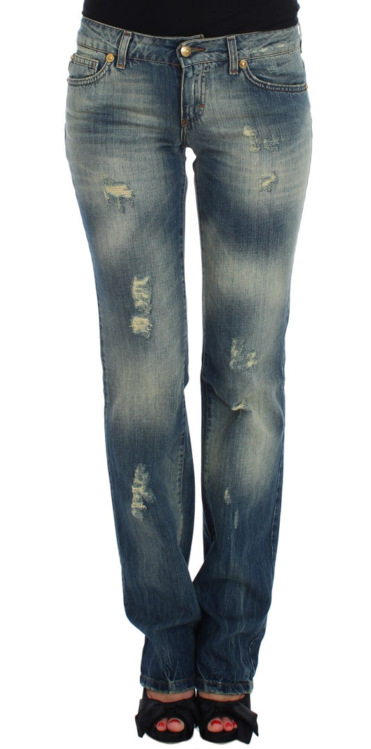 Cavalli Blue Cotton Low Waist Jeans Cavalli