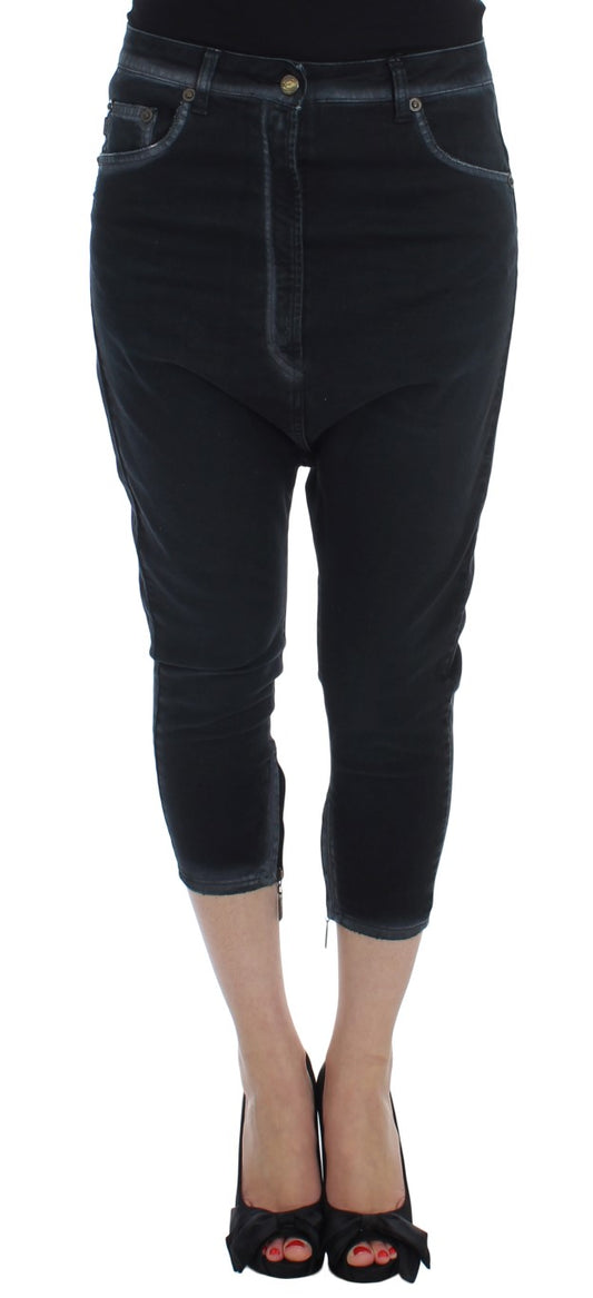 Cavalli Blue Cotton Stretch Baggy Relax Jeans Cavalli