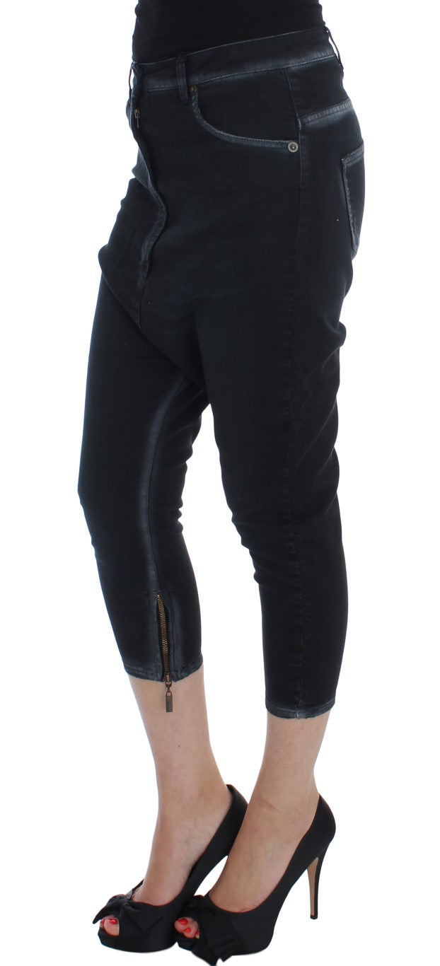 Cavalli Blue Cotton Stretch Baggy Relax Jeans Cavalli