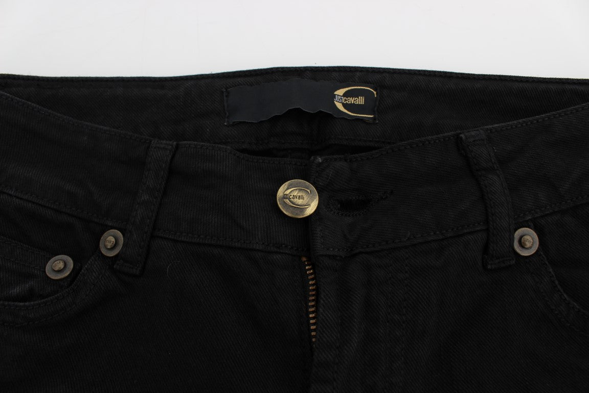 Cavalli Black Cotton Stretch Slim Skinny Fit Jeans Cavalli