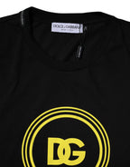 Dolce & Gabbana Black Logo Print Cotton Crew Neck T-shirt - Eljoys Fashion 