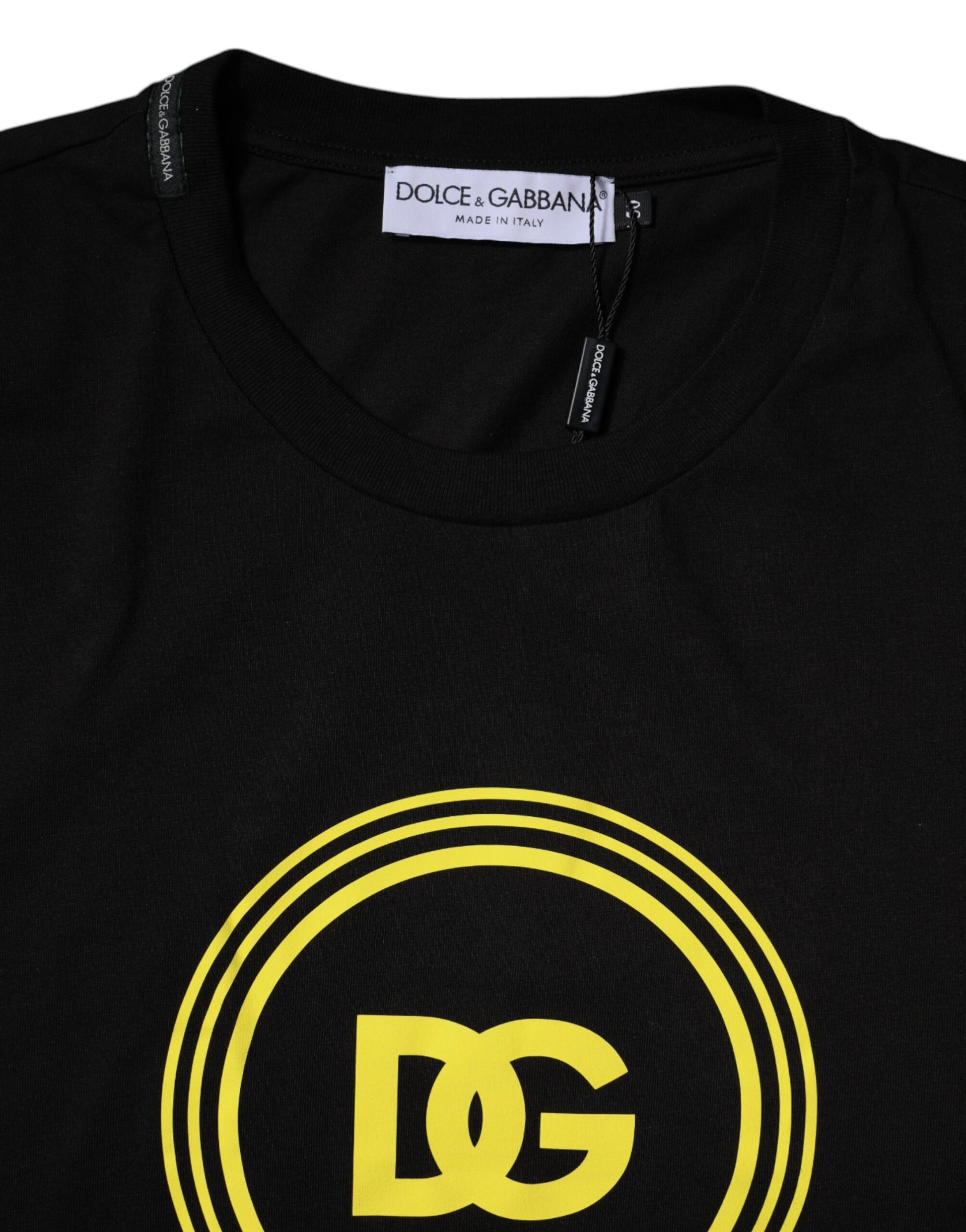 Dolce & Gabbana Black Logo Print Cotton Crew Neck T-shirt Dolce & Gabbana