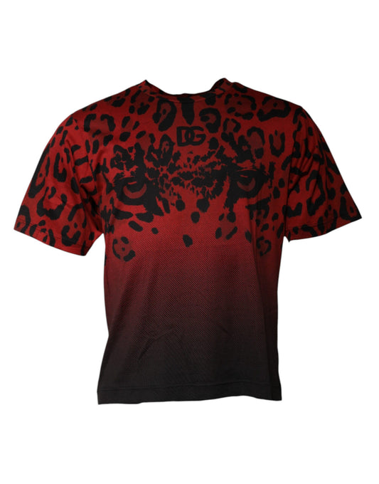 Dolce & Gabbana Red Leopard Cotton Short Sleeves T-shirt Dolce & Gabbana