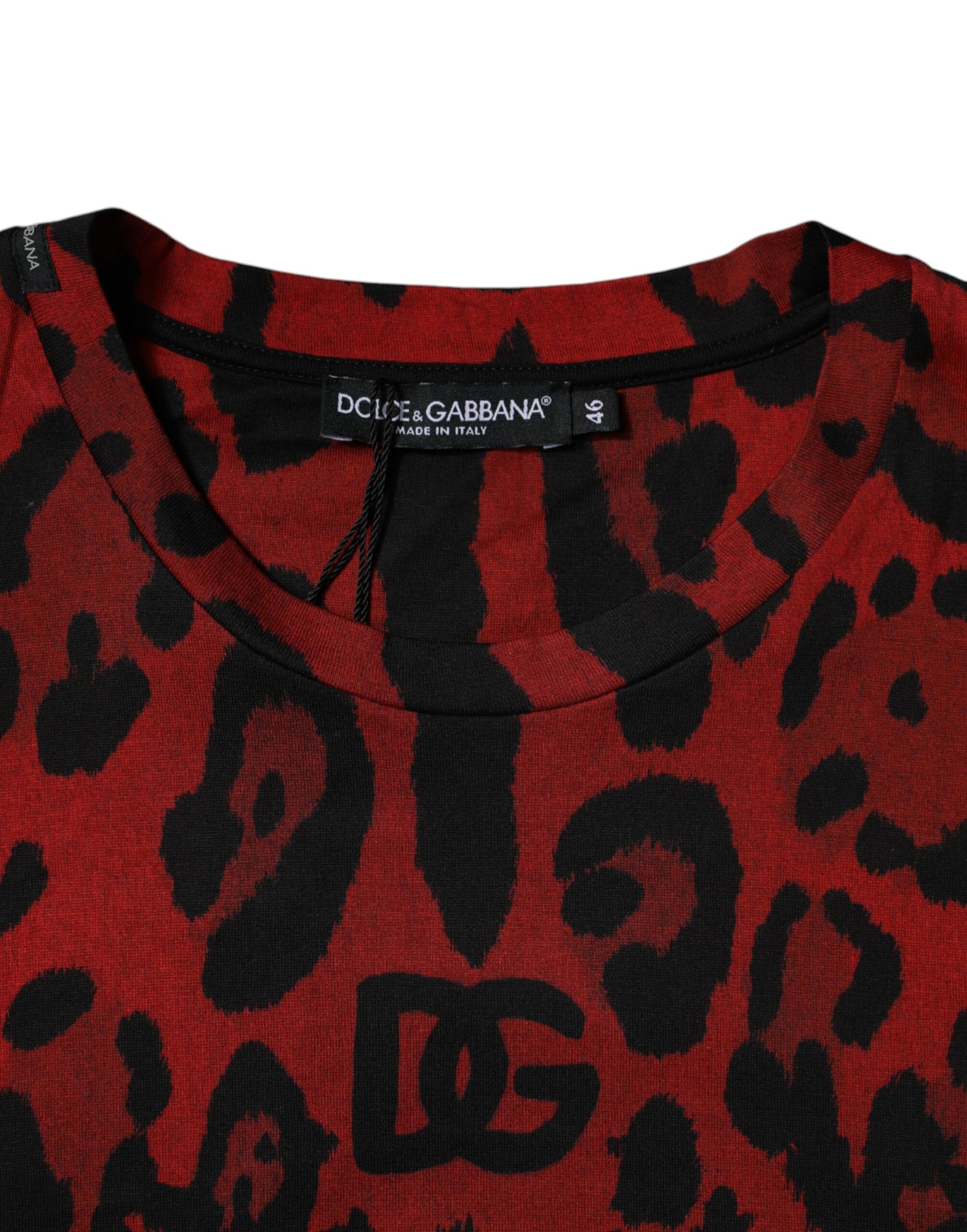 Dolce & Gabbana Red Leopard Cotton Short Sleeves T-shirt Dolce & Gabbana