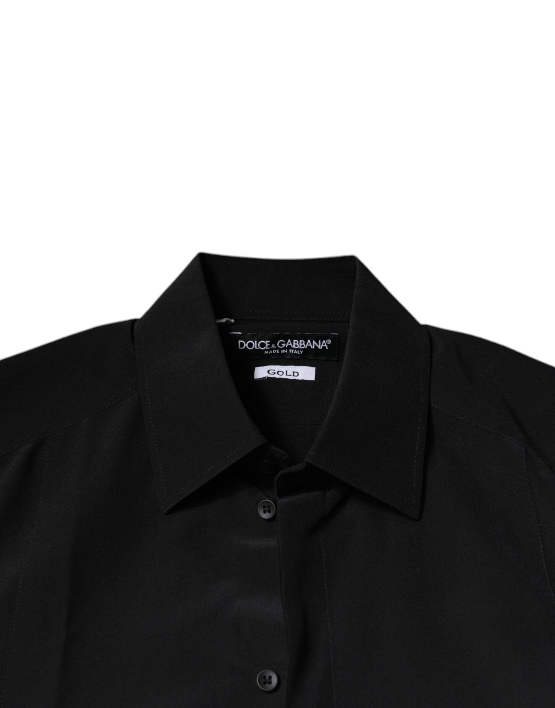 Dolce & Gabbana Black Silk Long Sleeves GOLD Dress Shirt Dolce & Gabbana