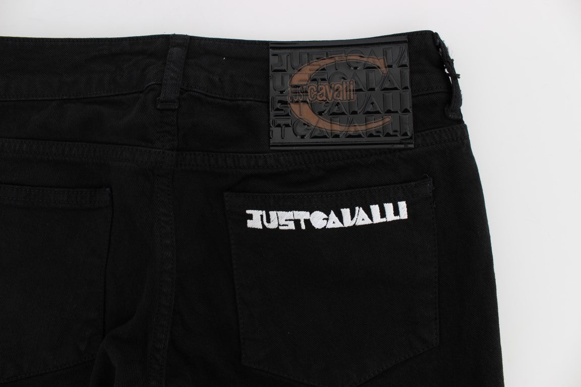 Cavalli Black Cotton Stretch Slim Skinny Fit Jeans Cavalli