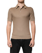 Dolce & Gabbana Brown Collared Short Sleeves Polo T-shirt - Eljoys Fashion 