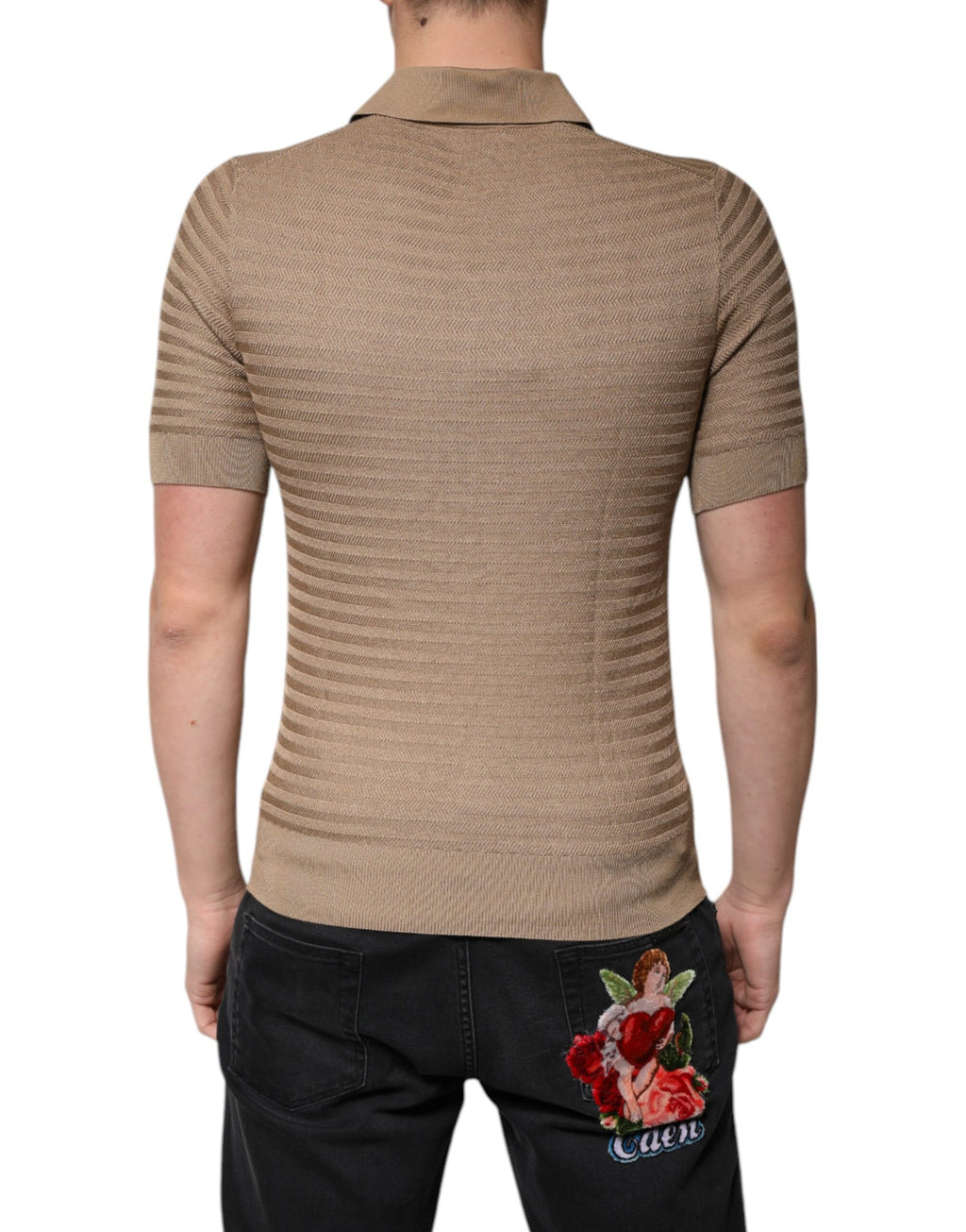 Dolce & Gabbana Brown Collared Short Sleeves Polo T-shirt - Eljoys Fashion 