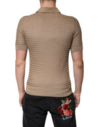 Dolce & Gabbana Brown Collared Short Sleeves Polo T-shirt - Eljoys Fashion 