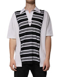 Dolce & Gabbana Black White Stripes Collared Polo T-shirt - Eljoys Fashion 