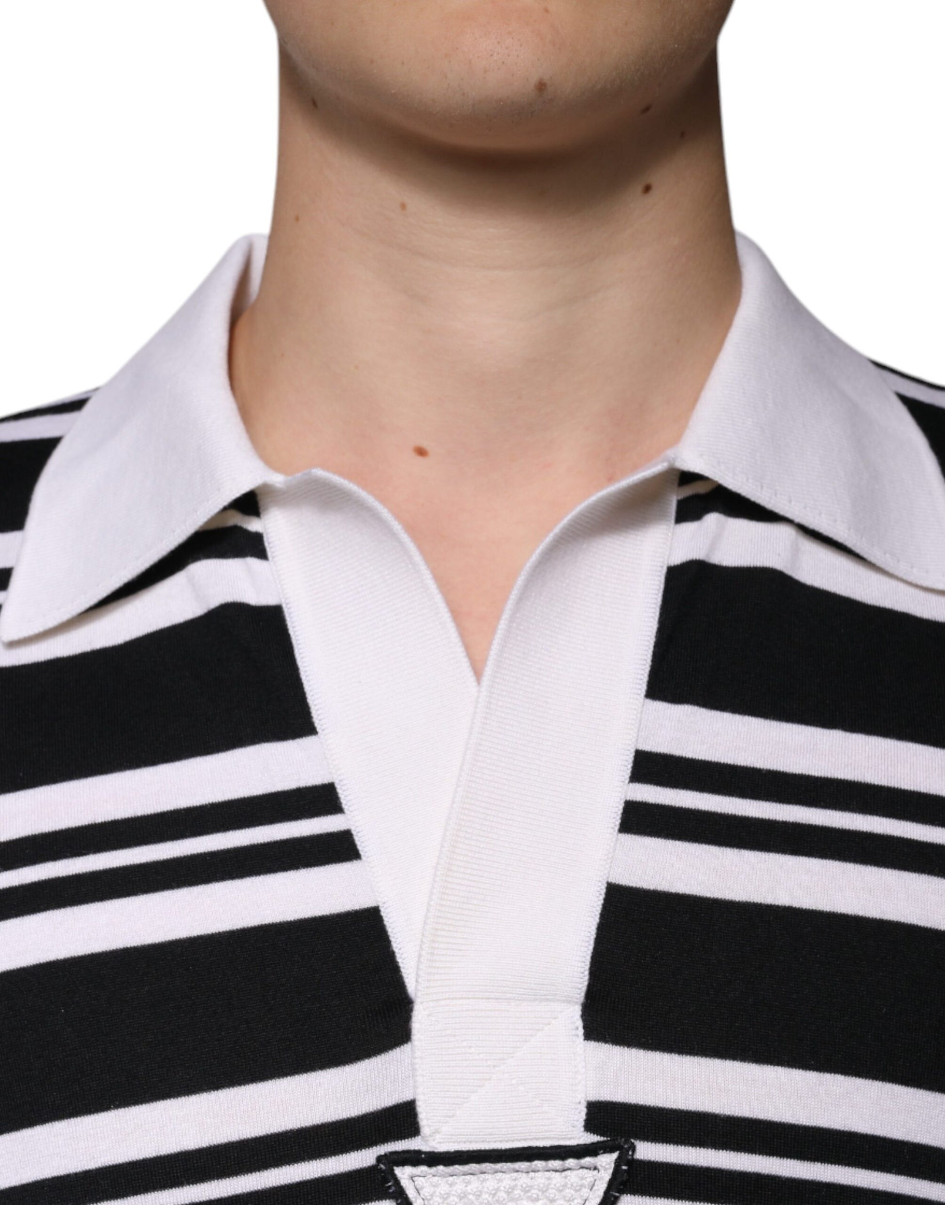Dolce & Gabbana Black White Stripes Collared Polo T-shirt Dolce & Gabbana