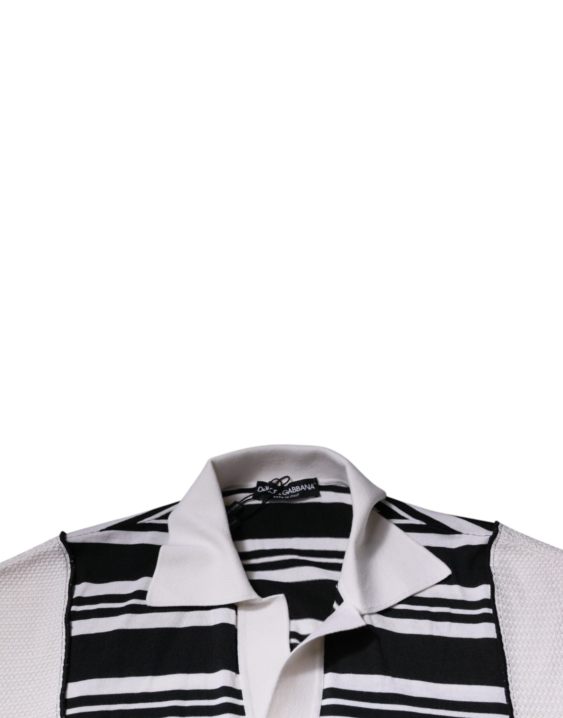 Dolce & Gabbana Black White Stripes Collared Polo T-shirt Dolce & Gabbana