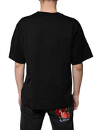Dolce & Gabbana Black Cotton Logo Vneck Short Sleeve T-shirt - Eljoys Fashion 
