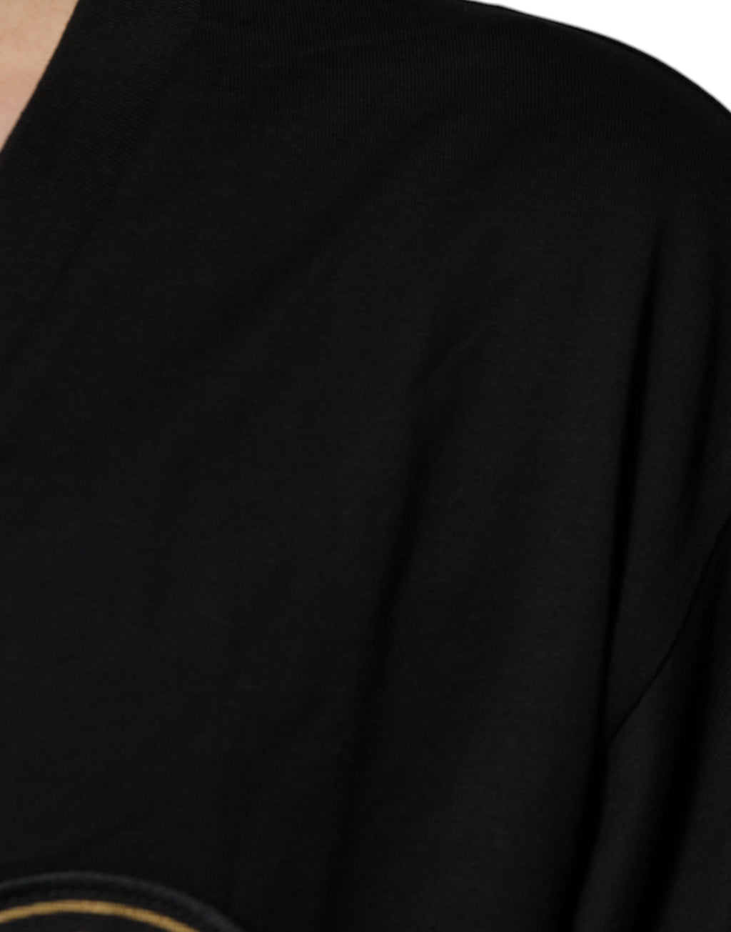 Dolce & Gabbana Black Cotton Logo Vneck Short Sleeve T-shirt - Eljoys Fashion 
