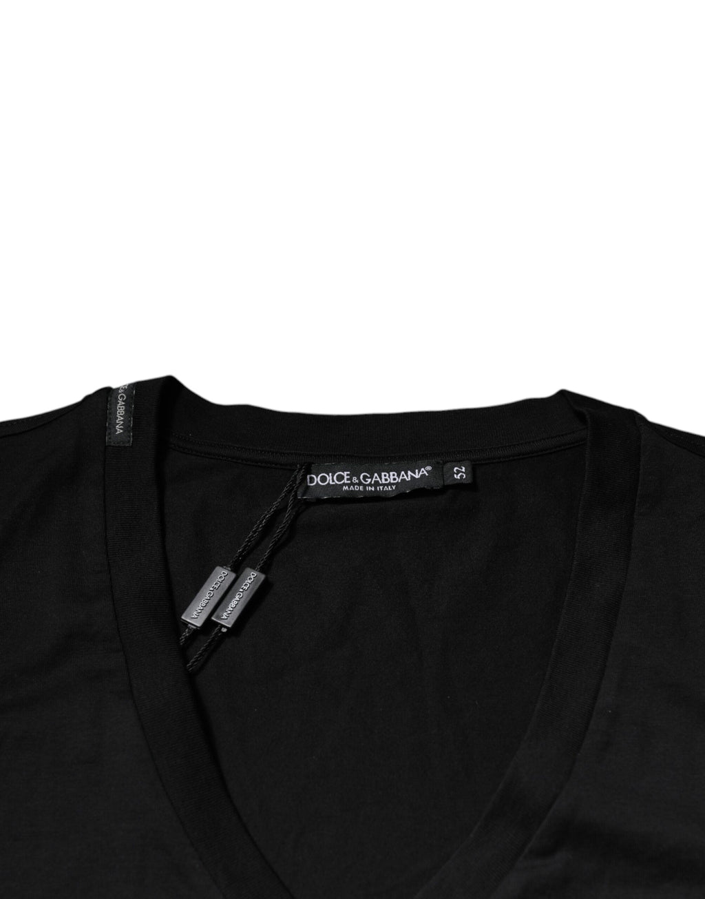Dolce & Gabbana Black Cotton Logo Vneck Short Sleeve T-shirt - Eljoys Fashion 