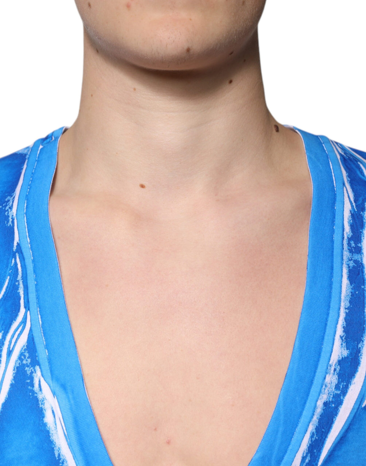 Dolce & Gabbana Blue Cotton V-neck Short Sleeves T-shirt - Eljoys Fashion 
