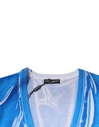 Dolce & Gabbana Blue Cotton V-neck Short Sleeves T-shirt - Eljoys Fashion 
