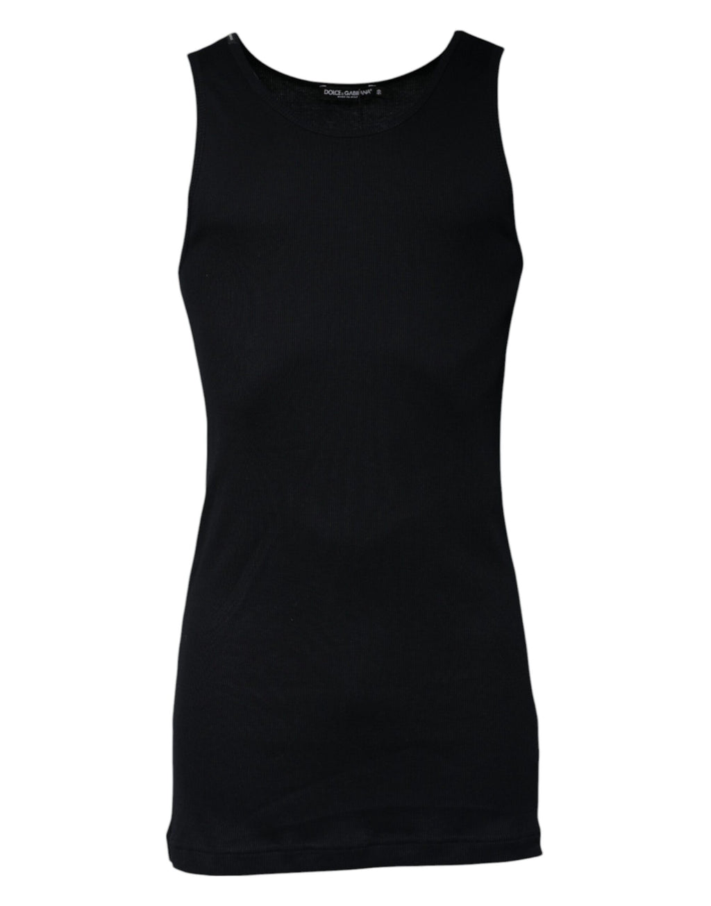 Dolce & Gabbana Black Cotton Sleeveless Round Neck Tank T-shirt - Eljoys Fashion 
