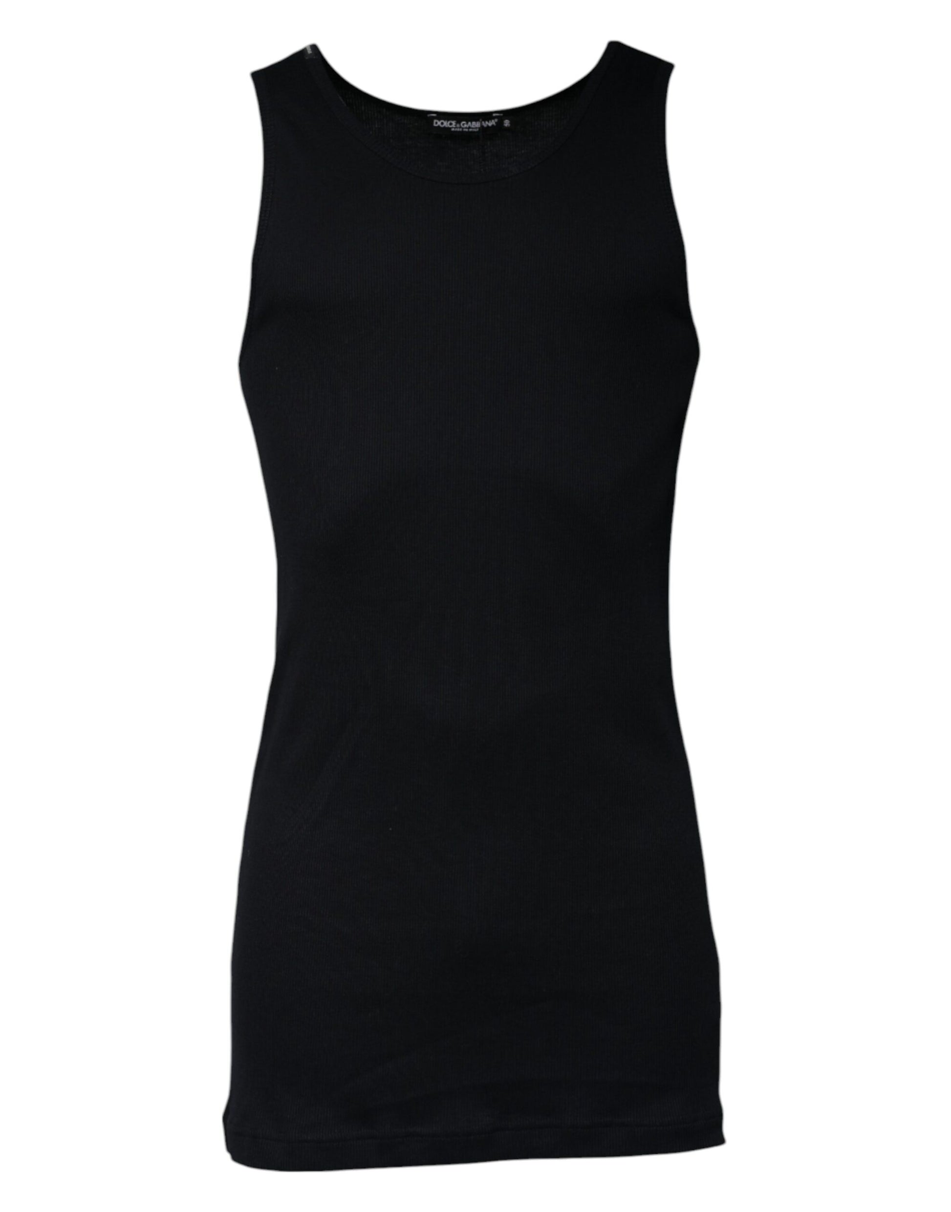 Dolce & Gabbana Black Cotton Sleeveless Round Neck Tank T-shirt Dolce & Gabbana