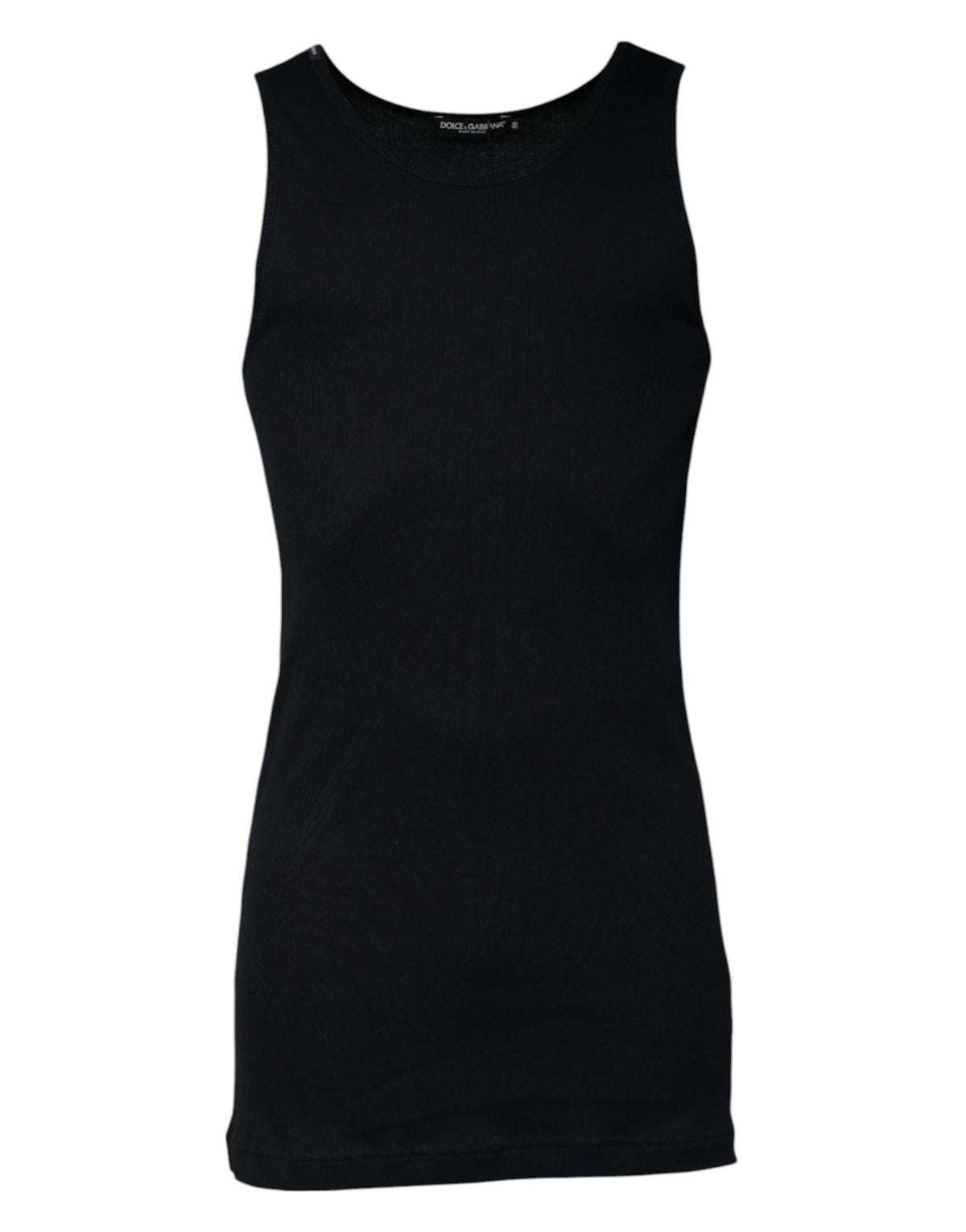 Dolce & Gabbana Black Cotton Sleeveless Round Neck Tank T-shirt - Eljoys Fashion 