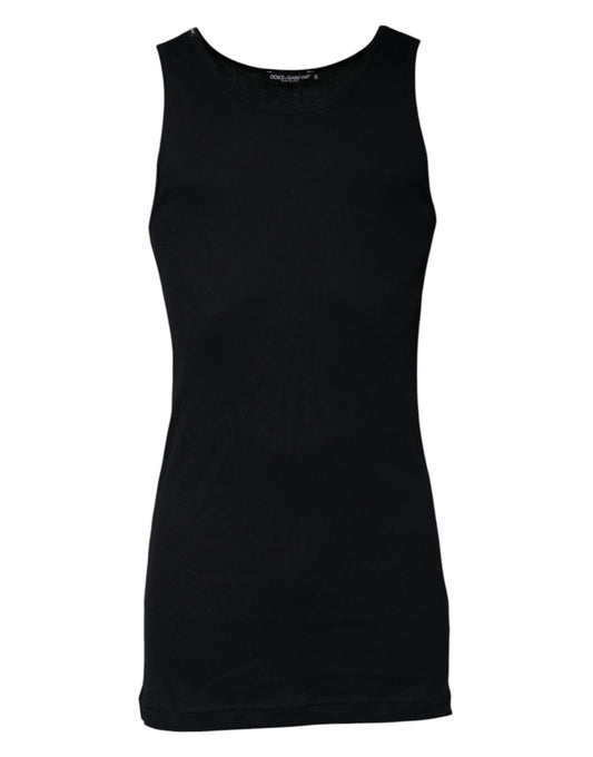 Dolce & Gabbana Black Cotton Sleeveless Round Neck Tank T-shirt Dolce & Gabbana