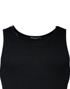 Dolce & Gabbana Black Cotton Sleeveless Round Neck Tank T-shirt - Eljoys Fashion 