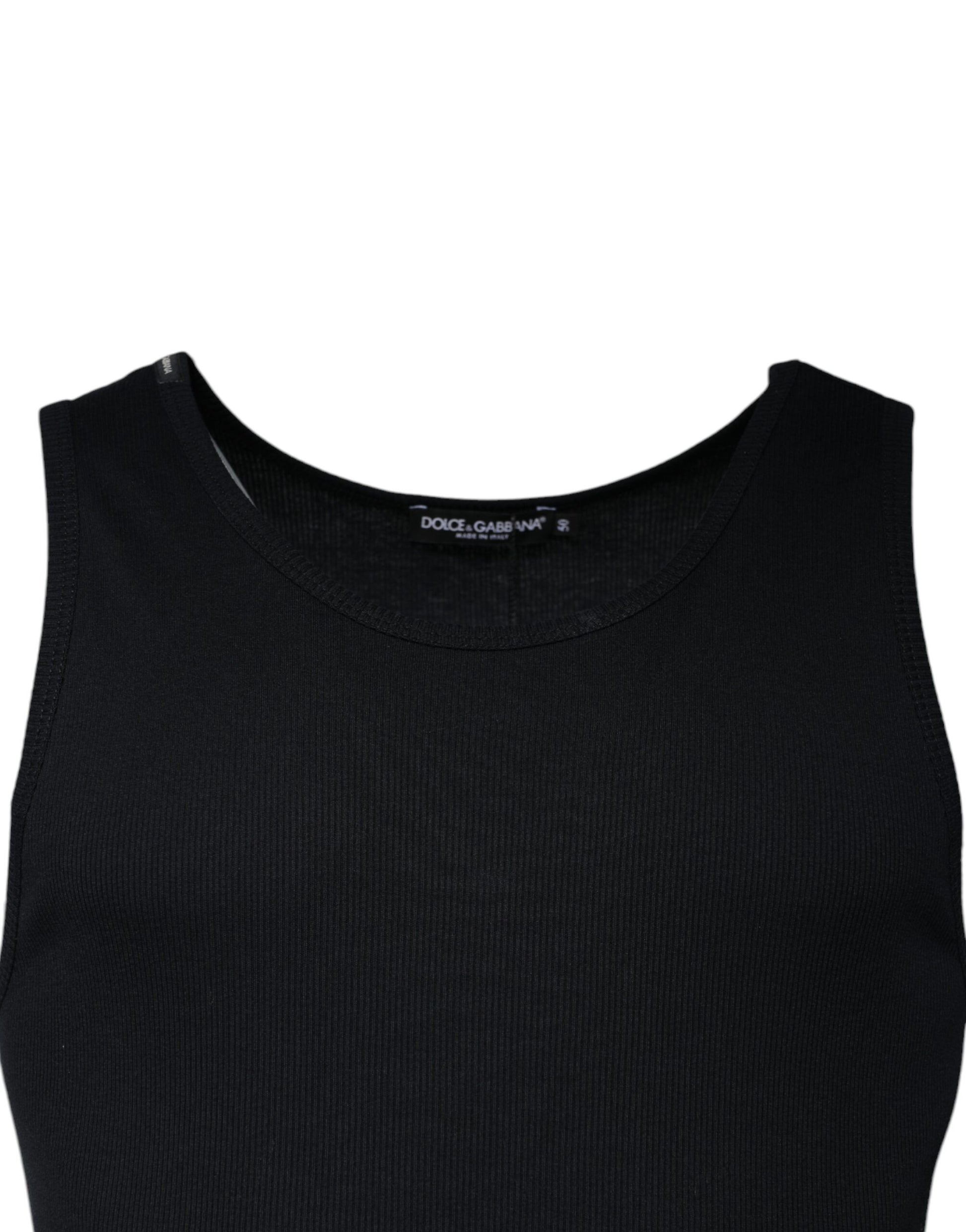 Dolce & Gabbana Black Cotton Sleeveless Round Neck Tank T-shirt Dolce & Gabbana