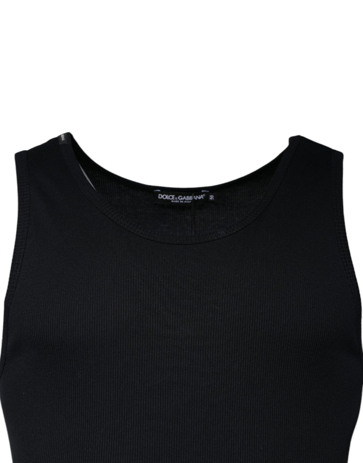 Dolce & Gabbana Black Cotton Sleeveless Round Neck Tank T-shirt - Eljoys Fashion 
