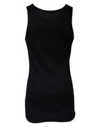 Dolce & Gabbana Black Cotton Sleeveless Round Neck Tank T-shirt - Eljoys Fashion 