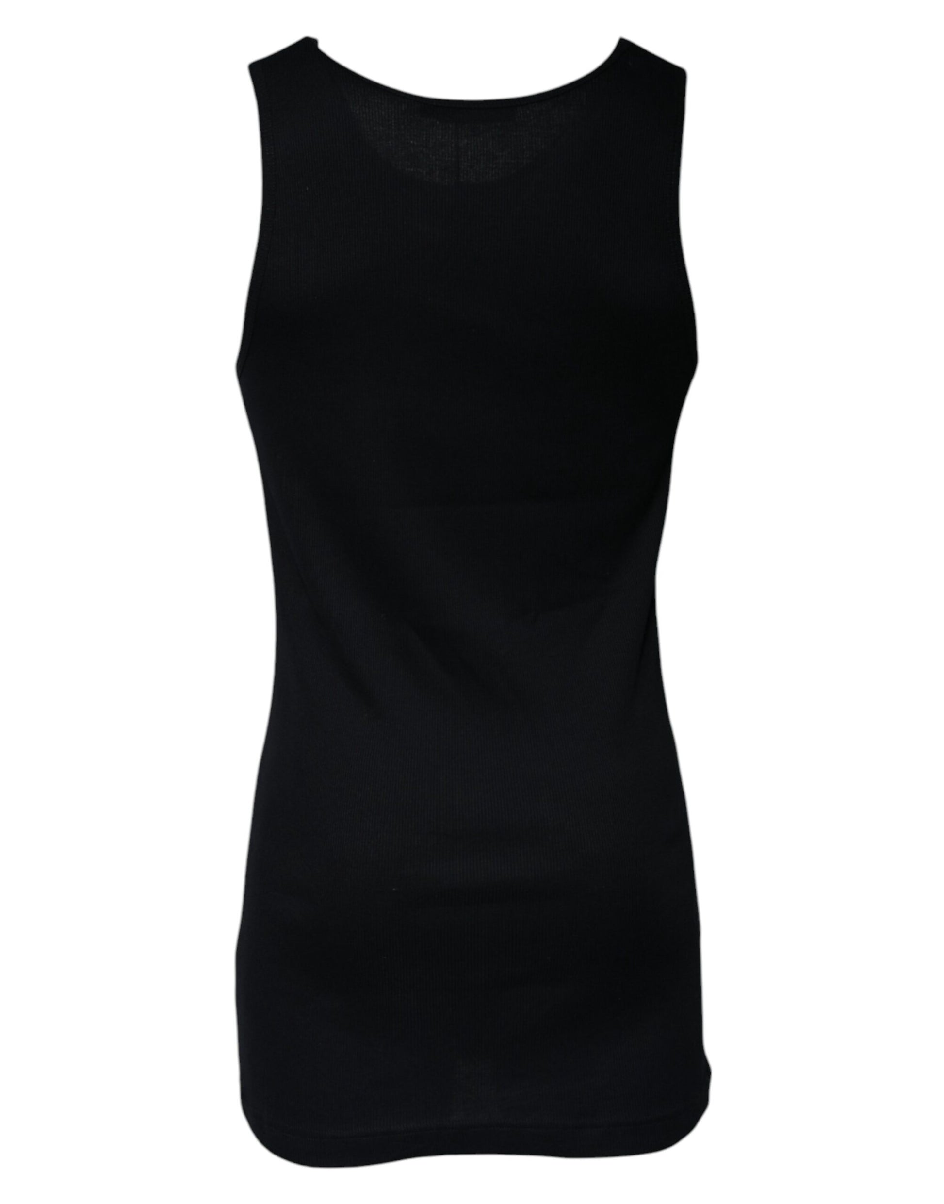 Dolce & Gabbana Black Cotton Sleeveless Round Neck Tank T-shirt Dolce & Gabbana