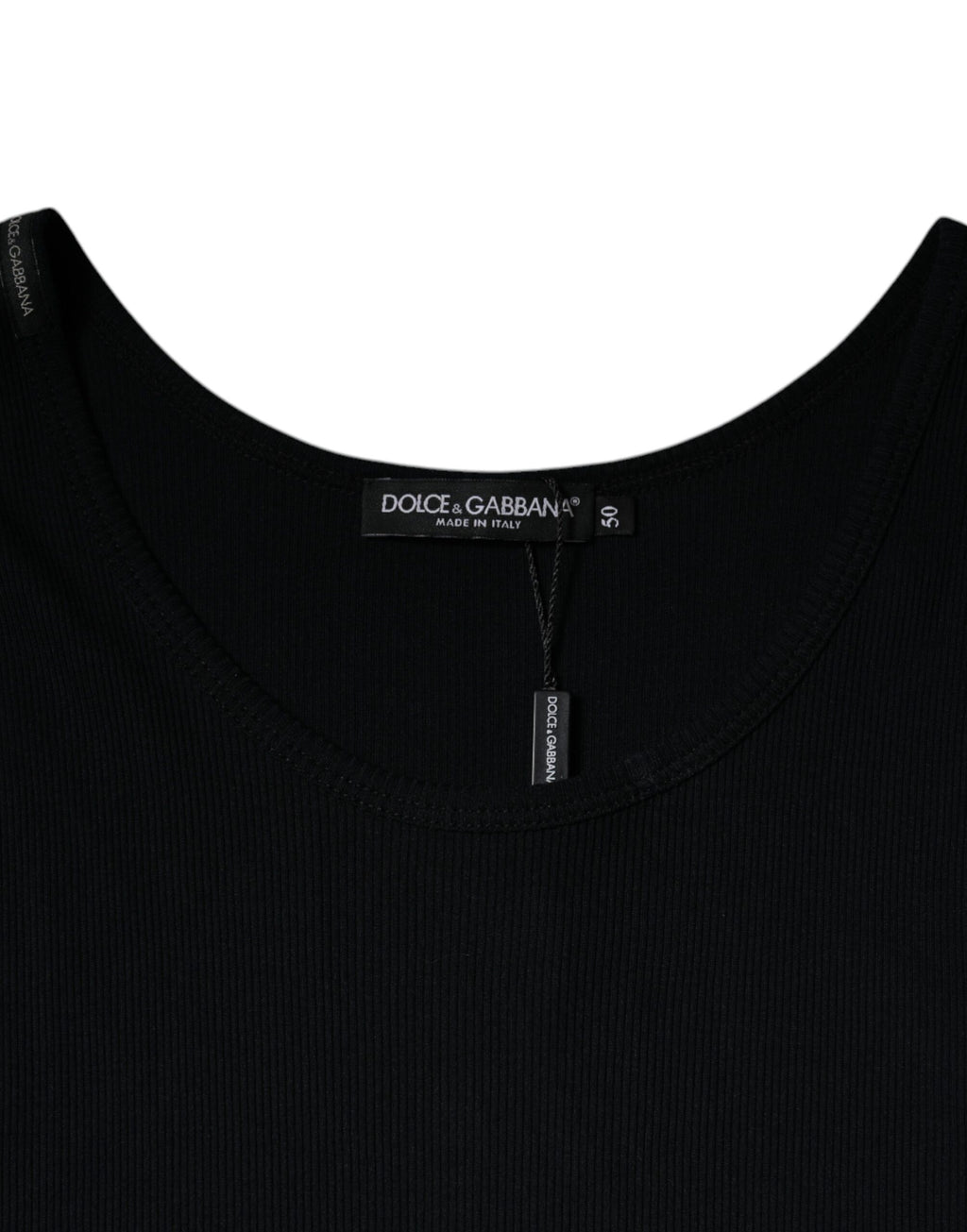 Dolce & Gabbana Black Cotton Sleeveless Round Neck Tank T-shirt - Eljoys Fashion 