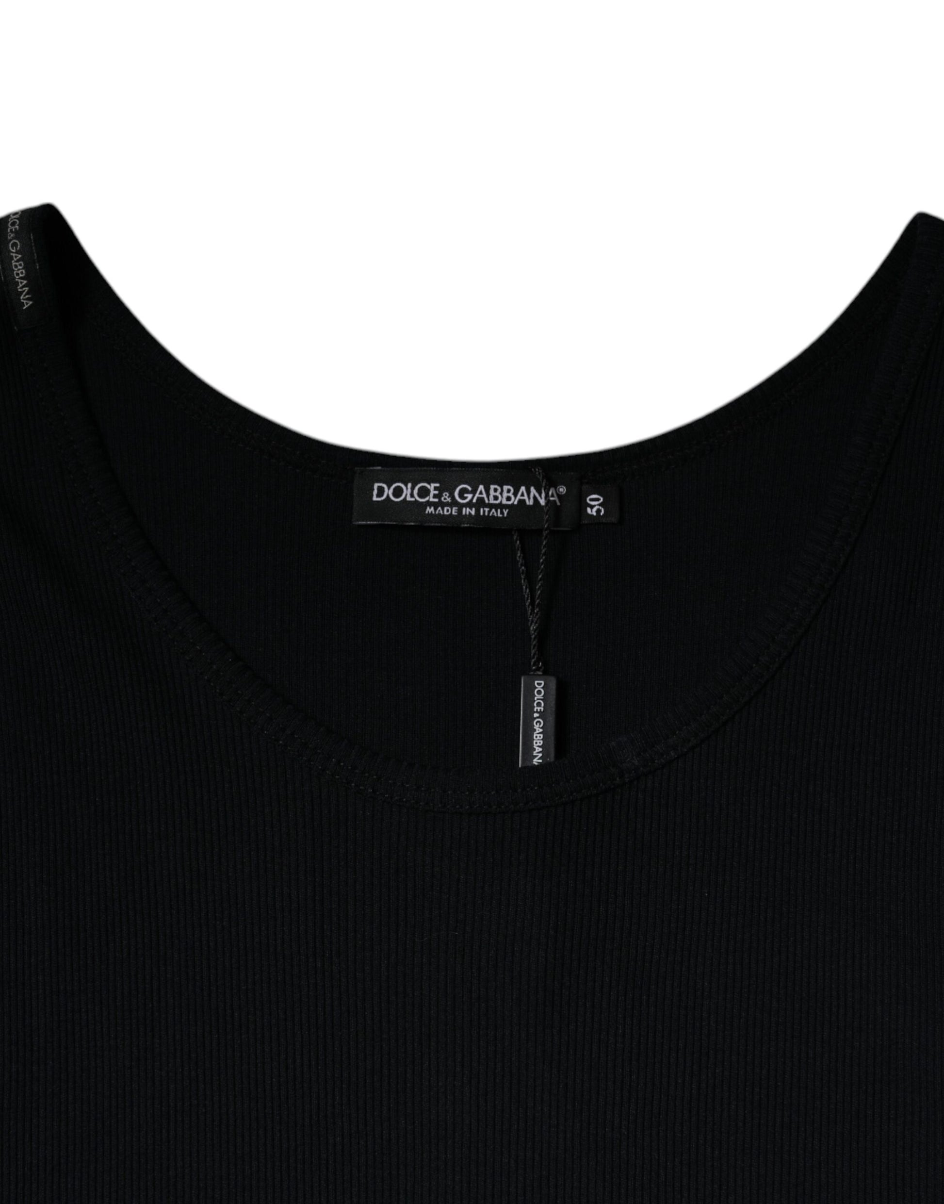Dolce & Gabbana Black Cotton Sleeveless Round Neck Tank T-shirt Dolce & Gabbana