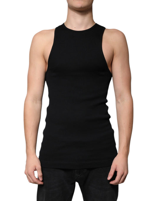 Dolce & Gabbana Black Cotton Sleeveless Round Neck Tank T-shirt Dolce & Gabbana