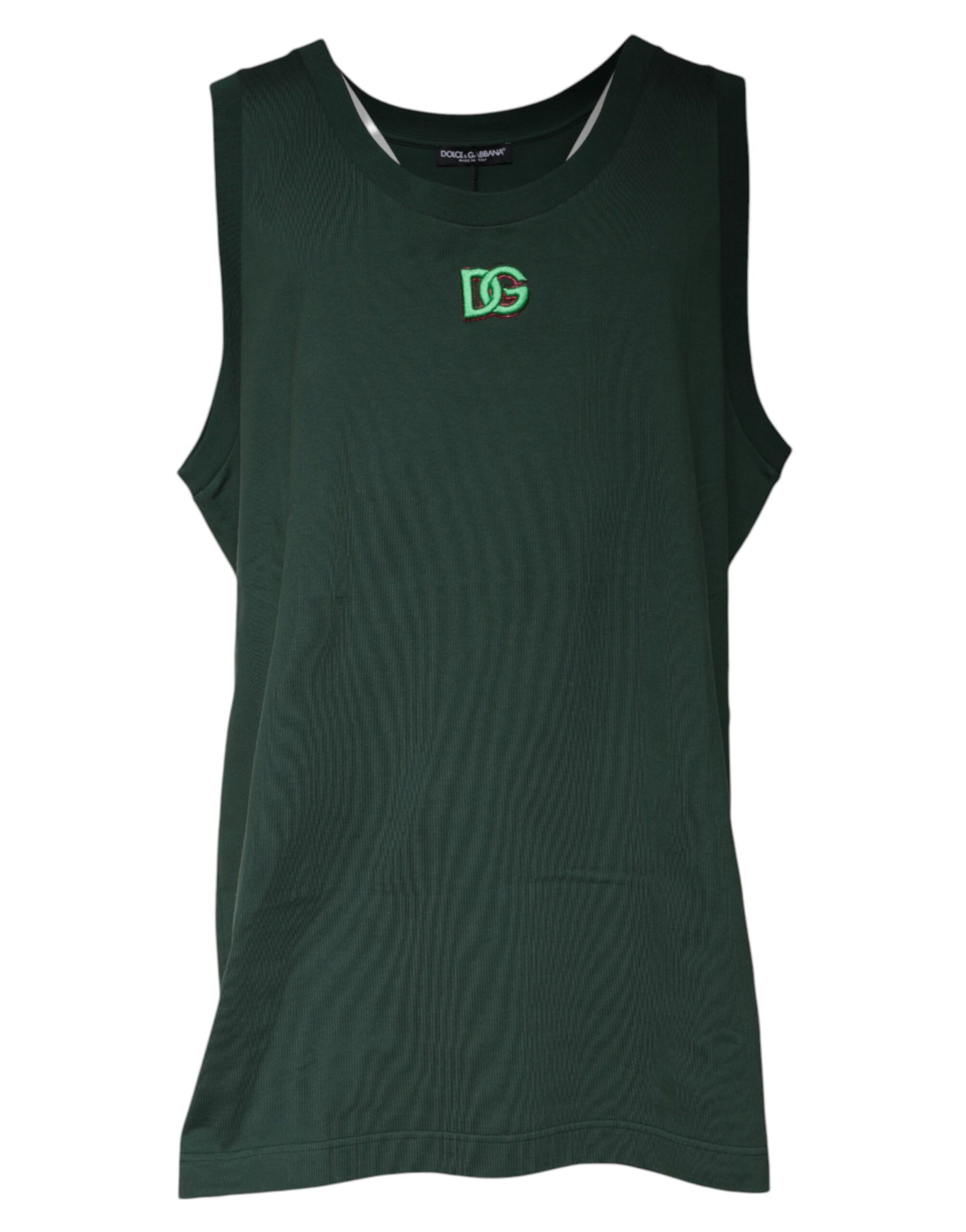 Dolce & Gabbana Green DG Sleeveless Round Neck Tank T-shirt Dolce & Gabbana
