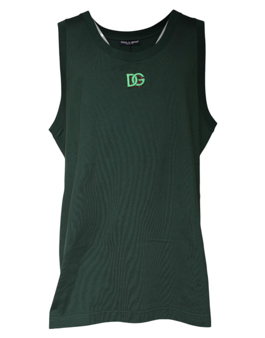 Dolce & Gabbana Green DG Sleeveless Round Neck Tank T-shirt Dolce & Gabbana