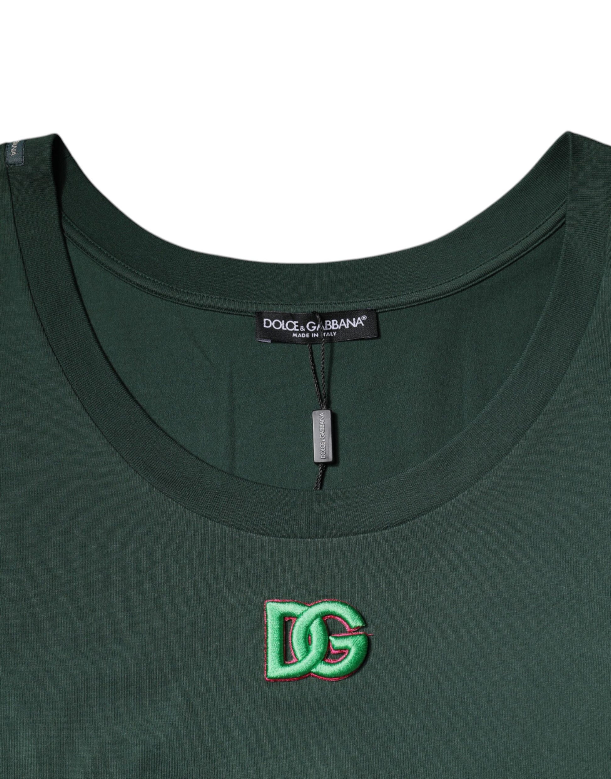 Dolce & Gabbana Green DG Sleeveless Round Neck Tank T-shirt Dolce & Gabbana
