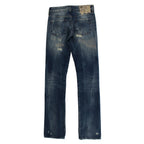 Cavalli Blue Wash Torn Cotton Straight Fit Jeans