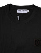 Dolce & Gabbana Black Cotton Crew Neck Short Sleeves T-shirt - Eljoys Fashion 