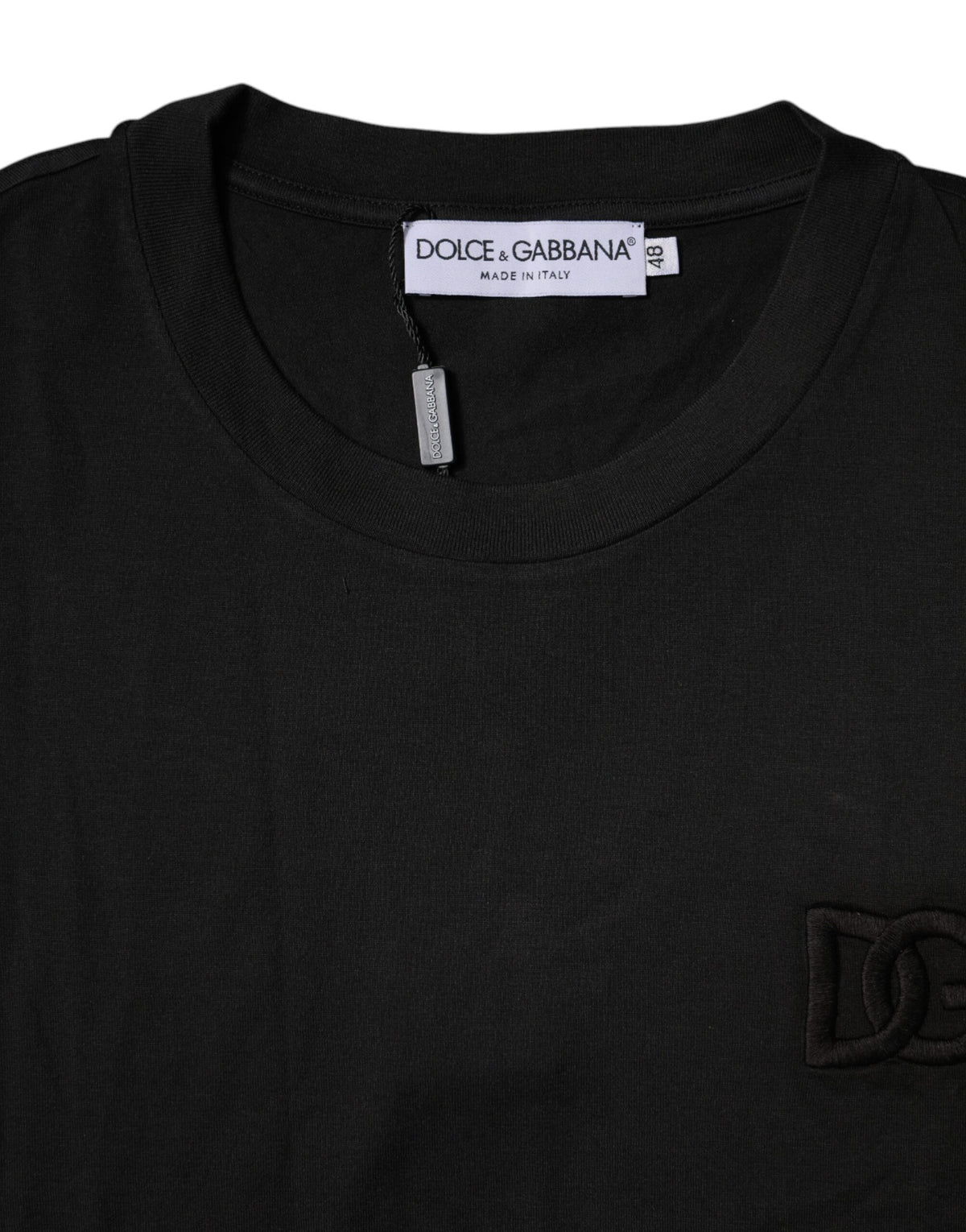 Dolce & Gabbana Black Cotton Crew Neck Short Sleeves T-shirt - Eljoys Fashion 
