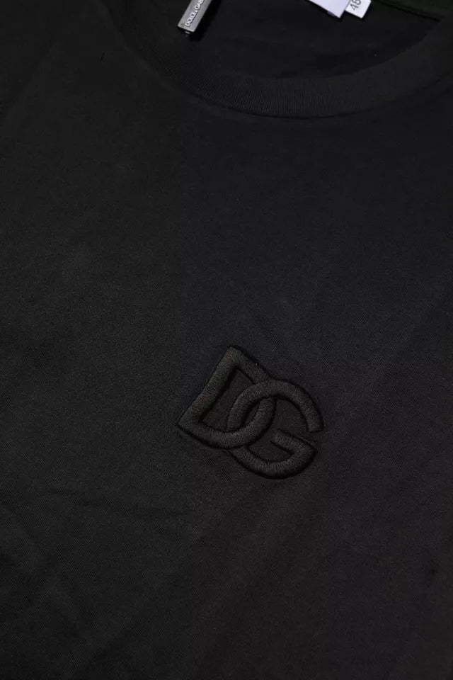 Dolce & Gabbana Black Cotton Crew Neck Short Sleeves T-shirt - Eljoys Fashion 