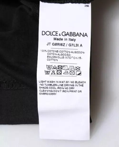 Dolce & Gabbana Black Cotton Crew Neck Short Sleeves T-shirt - Eljoys Fashion 