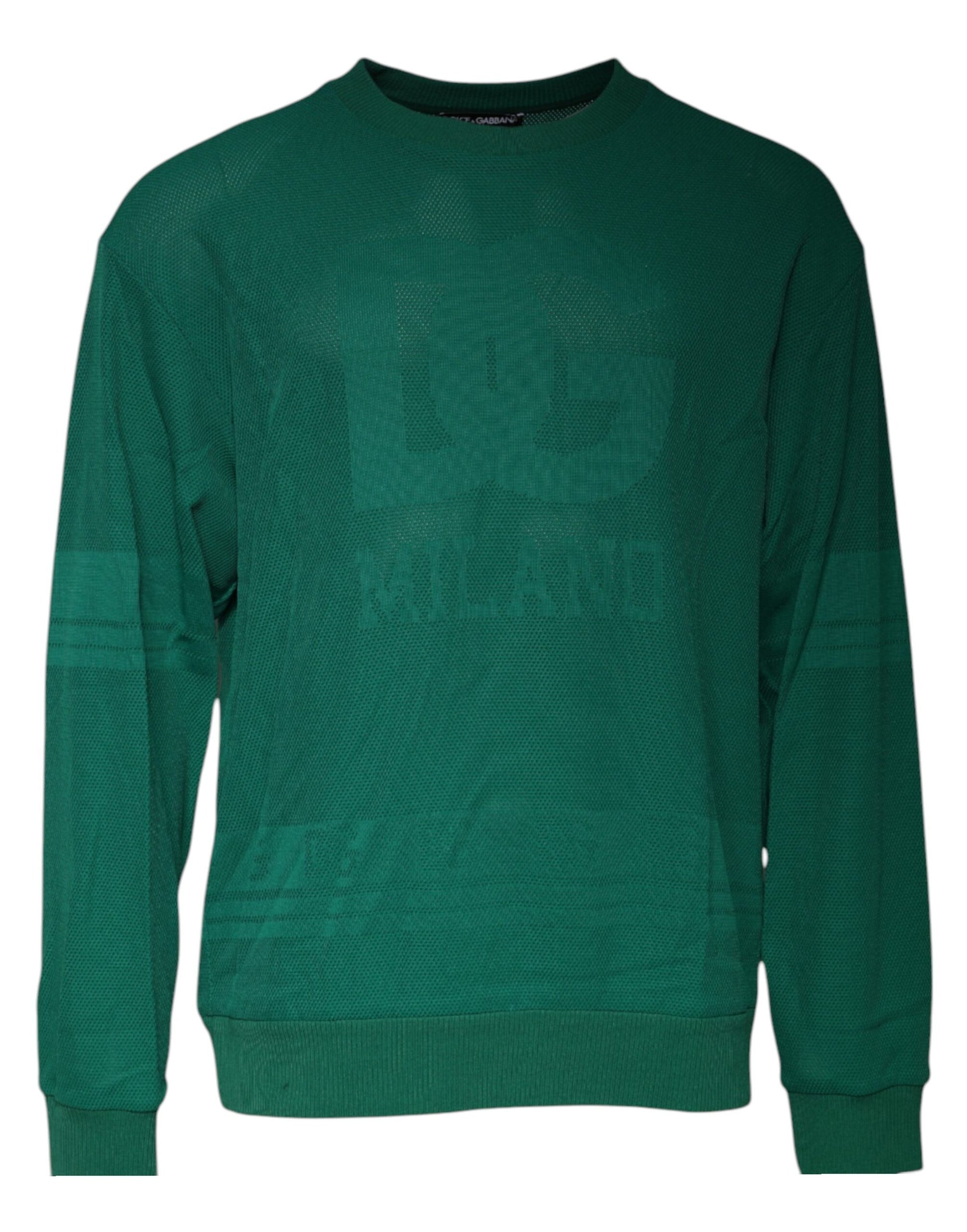 Dolce & Gabbana Green Logo Nylon Crew Neck Pullover Sweater Dolce & Gabbana